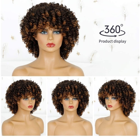 NEW 2 Tone Brown Synthetic Wig Shoulder Length main image 5